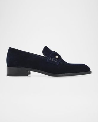 Christian Louboutin Men & apos;s Chambelimoc Night Strass Velvet Loafers