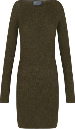 Cortana Zico- minijurk in baby alpaca en merinowol khaki- - Dames - Kleedjes - Groen - XS - Wol - Kleedjes