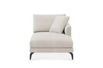 Castlery Lena Right Chaise Sofa Customized, Performance Linen Weave Sand, Matte Black Legs, Spill Resistant, Removable Covers for Castlery Sofas, Grey