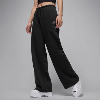 Nike Jordan Womens Jordan Brooklyn Fleece Open-Hem Pants in Black | IH2394-010