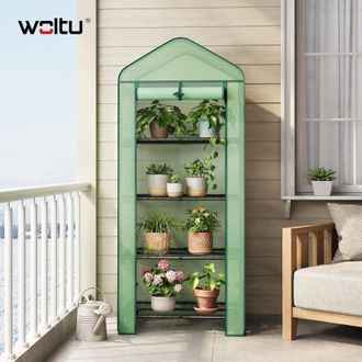 Woltu Invernadero De Jard&iacute;n Con Ruedas Y Puerta Con Cremallera Enrollable 70x50x163cm, Verde - Woltu