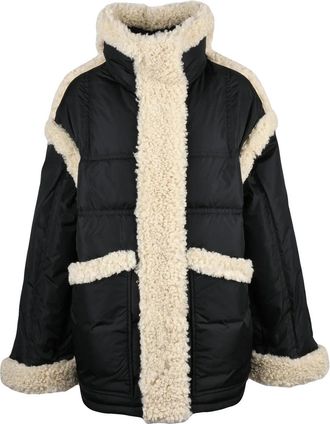 Stand Studio Black Dorothy Shearling Trim Down Jacket