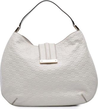 Gucci Pre-owned Shoulder Bags, female, White, Size: ONE SIZE Pre-owned Vintage Embossed Leather Hobo Bag