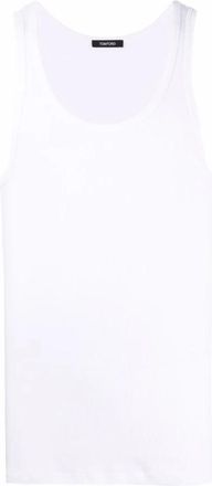 Tom Ford Klassiek Passende Geribbelde Tanktop - Heren - Tops zonder mouwen - Wit - XL - Katoen - Tops