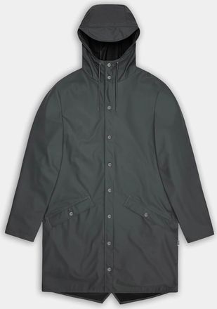 Rains Womens Rains Long Unisex Jacket - 153 Dark Grey - Black - Size: 10/8