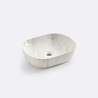 La Redoute Interieurs Ovale keramische wasbak met marmereffect, Mabel