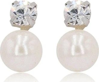 Brides & Hairpins Womens Phoebe Crystal And Pearl Bridal Earrings In Silver