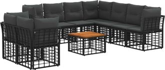 vidaXL Conjunto De Sof&aacute;s De Exterior 10 Uds. Negro Y Gris Oscuro Vidaxl
