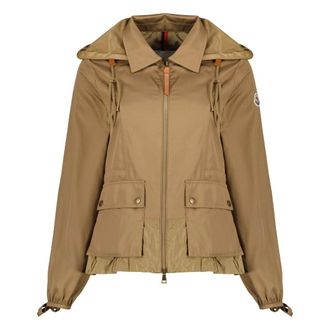 Moncler Light Jackets, female, Brown, Size: S Adenium Hooded Jacket
