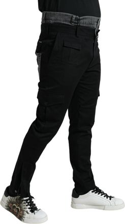 Dolce & Gabbana Mens Cotton-Stretch Jogger Cargo Black Elastane