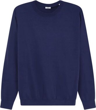 Aspesi Truien & Vesten, Dames, Blauw, XL, Katoen, Trui met ronde hals in katoen-zijde-linnenmix