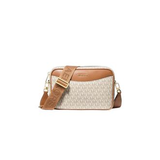 Michael Kors Tassen, Dames, Beige, ONE Size, Polyester, Bev Grote Signature Logo Crossbody Tas