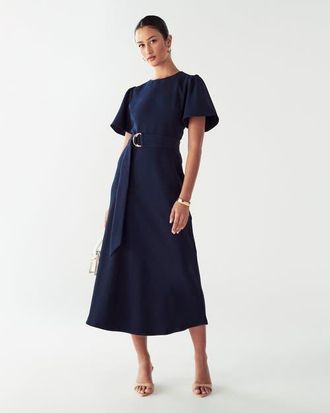 Willa Bessi Midi Dress in Navy Blue at Nordstrom, Size 10