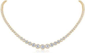 Kenneth Jay Lane Graduated Bezel Cubic Zirconia Tennis Necklace in Gold Plated at Nordstrom