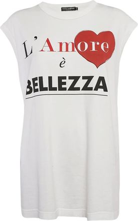 Dolce & Gabbana LAmore &Egrave; T-shirt met Bellezza-print - Wit