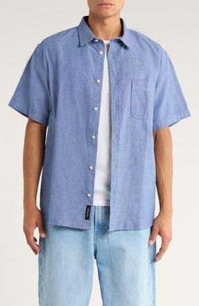 Vans Lawson Short Sleeve Cotton & Linen Button-Up Shirt in True Navy at Nordstrom Rack, Size Xx-Large