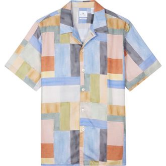 Paul Smith Colorblock Casual Fit Camp Shirt in Multi at Nordstrom, Size Medium