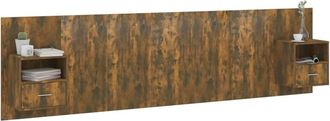 Berkfield Home Classic Bed Headboard with Cabinets Smoked Oak Engineered Wood in Brown