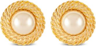 Susan Caplan Vintage 1990s faux-pearl clip-on earrings - women - Gold Plated/Lucite - One Size - White