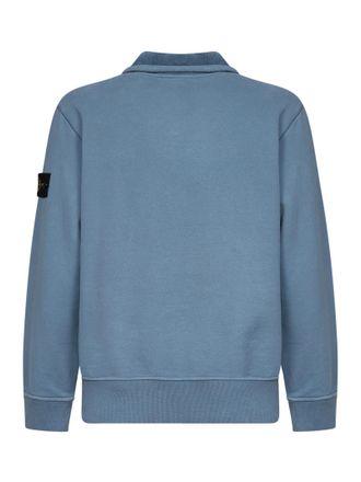 Stone Island Half-Zip Brushed Organic Cotton Sweatshirt - Blue
