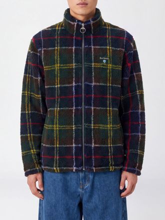 Barbour Giacca in pile con motivo tartan, collo alto e chiusura a zip