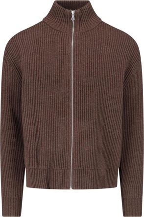 Berner K&uuml;hl Brown Shrunk Wool-Blend Knit Zip-Through Knit