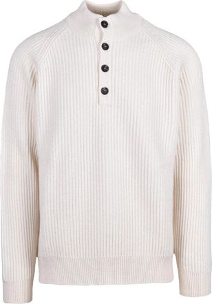 Hawico White Ribbed Cashmere High Neck Sweater