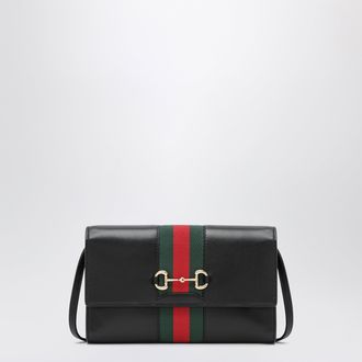 Gucci Black Gucci Horsebit Web wallet with strap