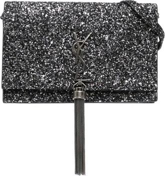 Saint Laurent Borsa a tracolla Kate con glitter metallizzati, nappa e monogramma 2018 - Nero
