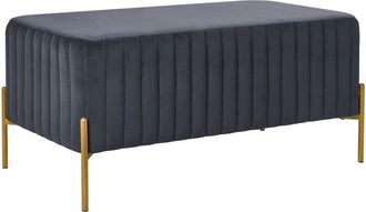 Beliani Bench Black Velvet Upholstery Gold Metal Legs 91 x 47 cm Rectangular Seat Glamour Living Room UTAH