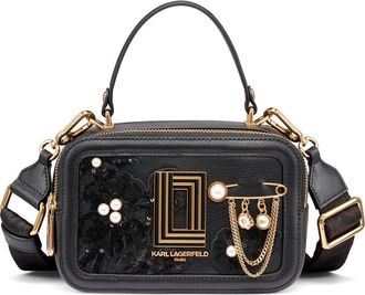 Karl Lagerfeld Simone Crossbody Bag in Black/Gold at Nordstrom Rack
