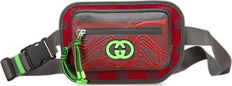 Gucci Gray Red Color Nylon Rubber Fanny Pack Sling Bag (Pre-Owned)