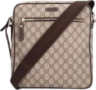 Gucci Pre-owned Cross Body Bags, male, Beige, Size: ONE SIZE Pre-owned Canvas Messenger Bag