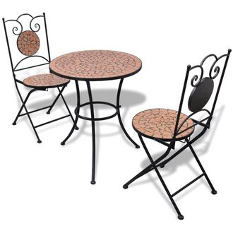 vidaXL Set De Mesa Y Sillas De Jard&iacute;n 3 Piezas Con Mosaico Terracota Vidaxl