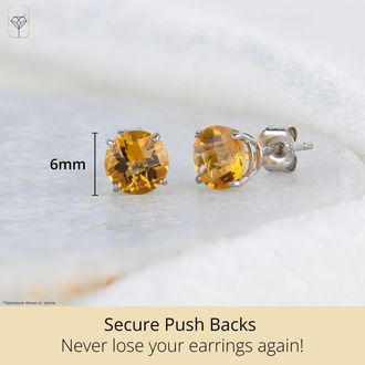 MAX + STONE 10k Yellow or White Gold 6mm Round Checkerboard Cut Gemstone Stud Earrings