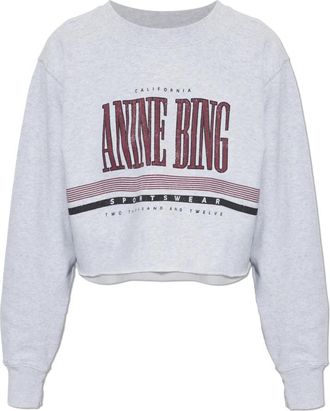 Anine Bing Sporty Cropped Sweatshirt - Dames - Sweatshirts - Grijs - L - Katoen - Hoodies & sweatvesten