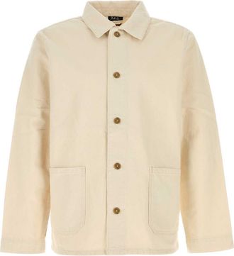 A.P.C. Mens Sand Denim Kerlouan Jacket - Ivory Cotton - Size Large
