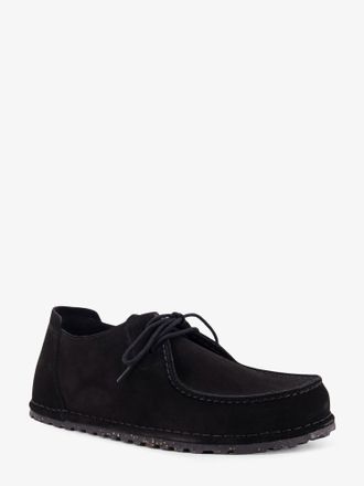Birkenstock Mens Lace-Up Shoes Suede Black Leather Flat