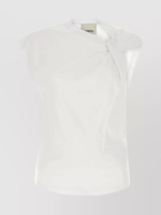 Isabel Marant organic cotton ribbed crew-neck asymmetric sleeveless cutout t-shirt