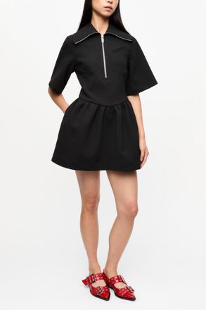 Ganni Black Bonded Crepe Mini Dress - Size 34