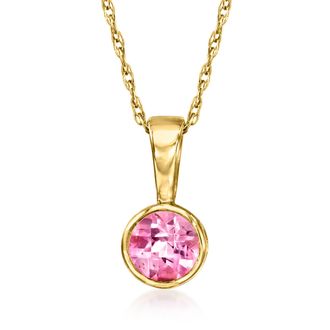 RS Pure by Ross-Simons Pink Topaz Pendant Necklace in 14kt Yellow Gold