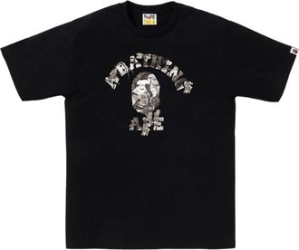 A Bathing Ape Tree Edge Camo College T-Shirt Black White 1L80-110-030-BLKWHT