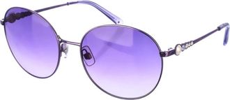 Swarovski Ovale Acetaat Zonnebril met Kristallen - Dames - Zonnebrillen - Paars - ONE Size - Accessoires