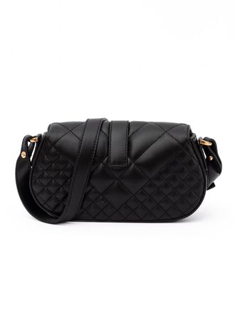 Versace Womens Black Leather Quilted Shoulder Strap Bag