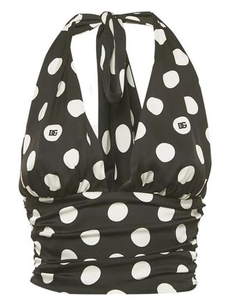 Dolce & Gabbana polka-dot halterneck top - Black