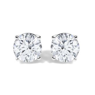 House of Brilliance 14K White Gold 1 1/10 Cttw Round Diamond Solitaire Stud Earrings