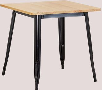 Sklum Mesa De Cocina Cuadrada 80x80 Cm En Madera Y Acero Lix Sklum