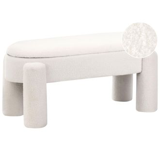 Beliani Beliani - Banco Con Almacenaje Moderno Para Dormitorio Tapizado En Tejido Boucl&eacute; Blanco Crema Oakley
