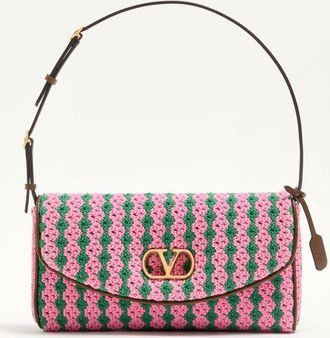 Valentino Garavani Valentino Garavani Devain Small Shoulder Bag In Crochet Fabric Wo