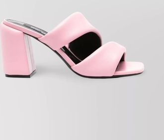 Sergio Rossi nappa leather block heel mules